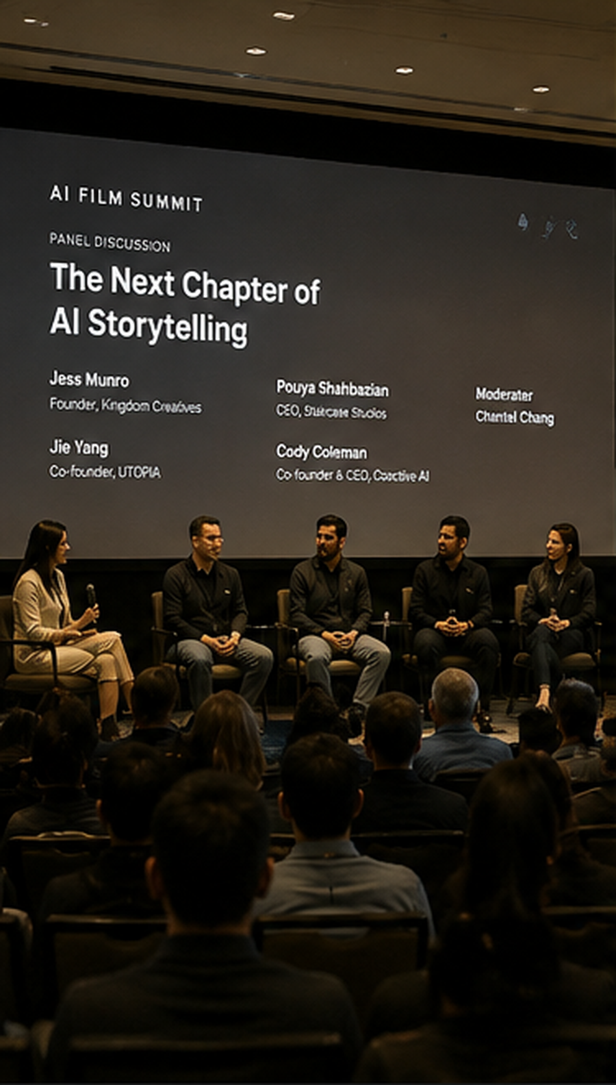 Panel discussion on stage at the AI Film Summit